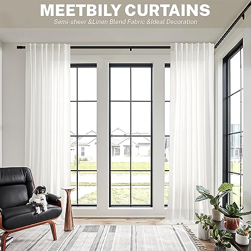 MEETBILY Curtains Panels for Back Tab Semi Sheer, Linen Textured Drapes Rod Pocket, Flax Curtains for Farmhouse/Bedroom/Living Room/Window (2-Pack, 50 x 120 inch, Ivory) by MEETBILY - Image 5
