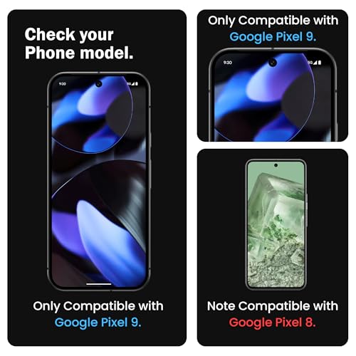 Image of FIRST MART Tempered Glass for Google Pixel 9 & Pixel 9 Pro, 9H Full-Glue Screen Protector, 3D Edge-to-Edge, HD Clear, Oleophobic, Case-Friendly, Black, Pack of 1