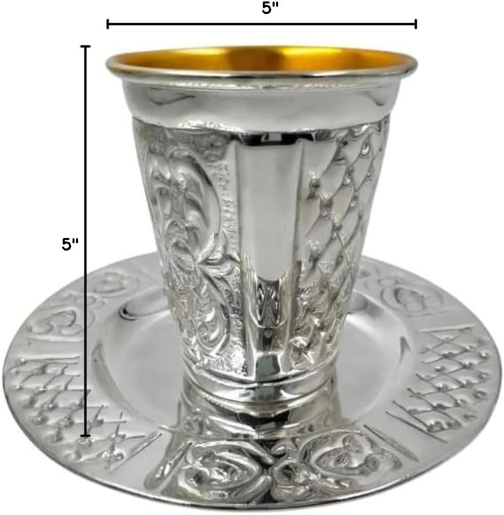 925 SC Kiddush Cup Set Cup 3.5" Tray 5.5"