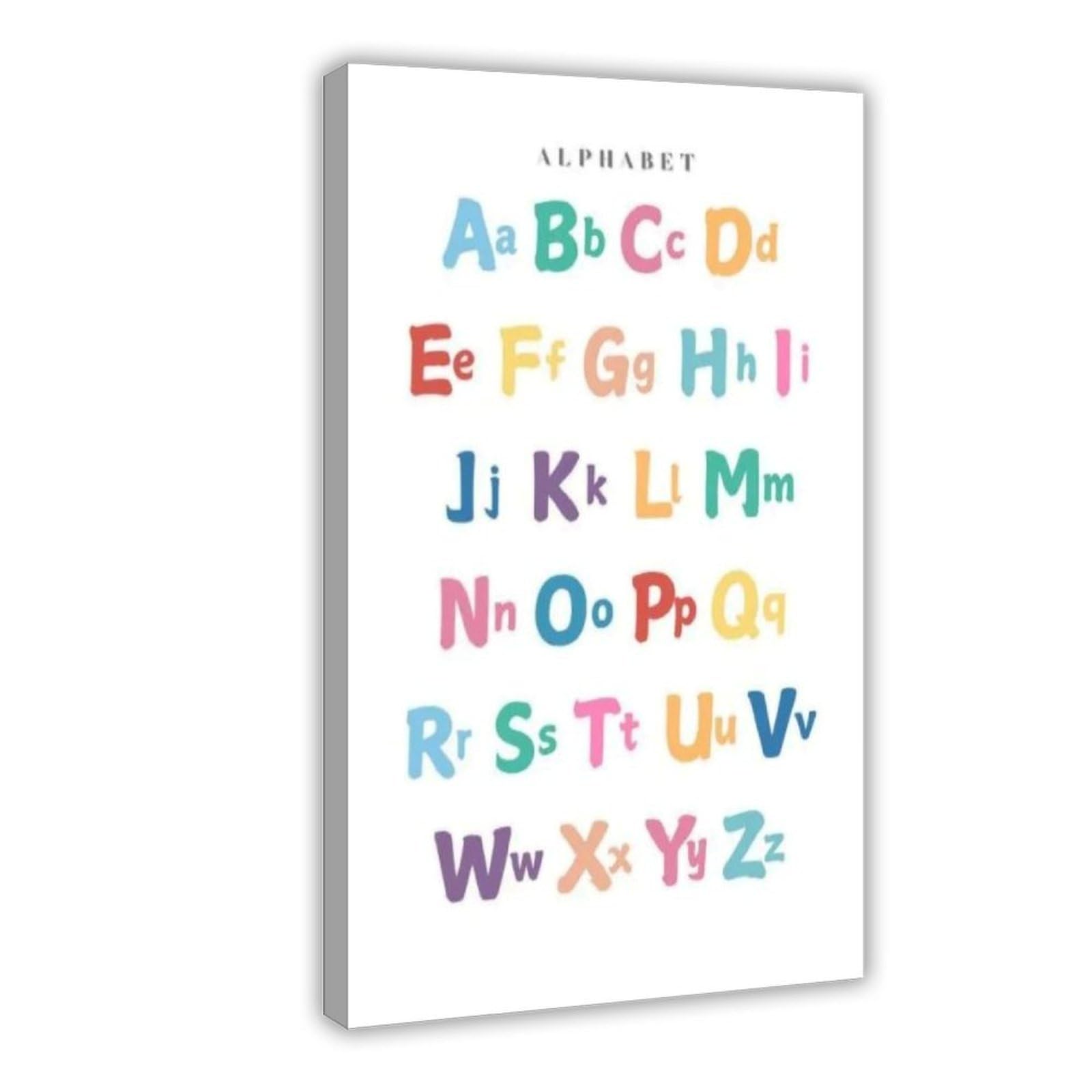 Poster éducatif sur toile avec lettres de l'alphabet arc-en-ciel - Décoration de chambre à coucher, bureau, chambre, cadeau - 50,8 x 76,2 cm (L x l)