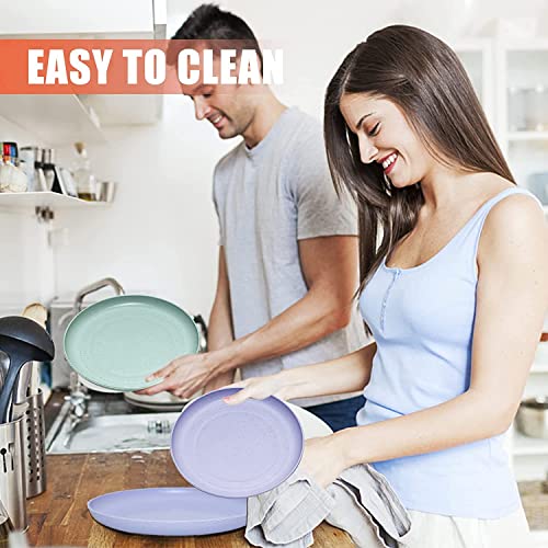 Shecipin 12 Pack 6 Inches Lightweight Mini Wheat Straw Plates,Reusable Plate Set Dishwasher & Microwave Safe,Unbreakable Deep Dinner Plates, Plastic Plates Reusable,They Are Easy To Clean Bpa Free #TOP3