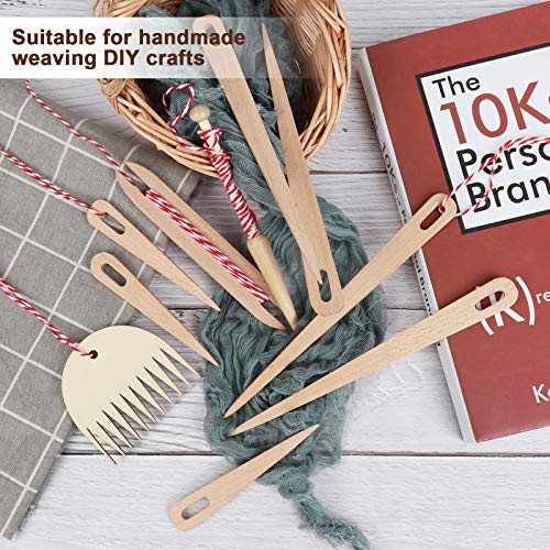 image for Olgaa 10 Pieces Wood Hand Loom Stick Set, Include 7 Pcs Wood Weaving C