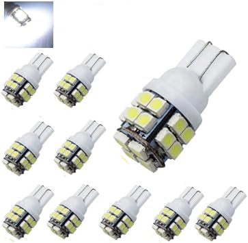 Jtech 10x T10 20-SMD Super Bright White LED Car Lights Bulb 194 168 2825 W5W