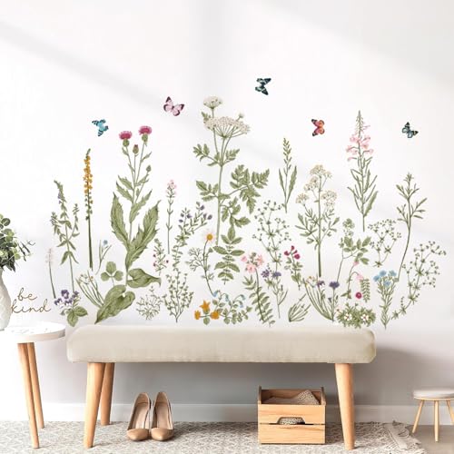 Vinilos decorativos flores y mariposas para pared miniatura 2