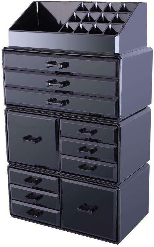 LKOP Drawers Containers Cosmetic Organizer Jewelry Storage Makeup Acrylic Case Black Cosmetic-display-cases Makeup organizer Bathroom organizer Makeup bag Storage cabinet Bathroom storage Makeup