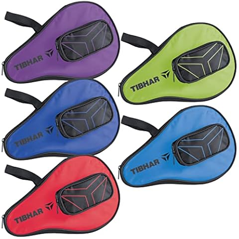 Tibhar Table Tennis Bat Cover T-Logo with Ball Compartment | Table Tennis Bag for 1 Bat | Table Tennis Racket Case (Sky Blue) Cover