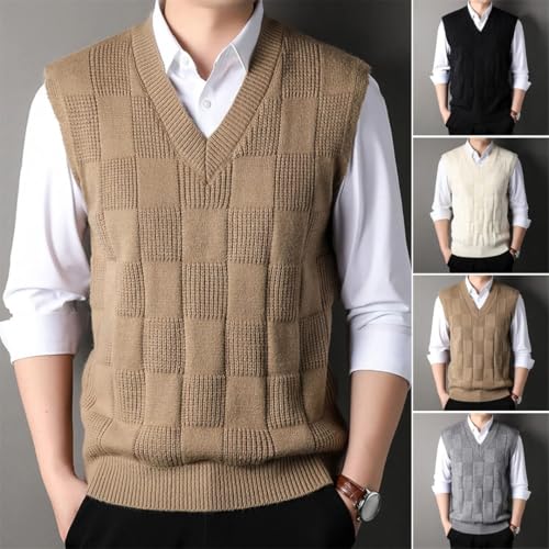 Men's Luxury Knitted Pullover Vest Casual Button Solid Color O Neck Sleeveless Loose Knitwear Top3