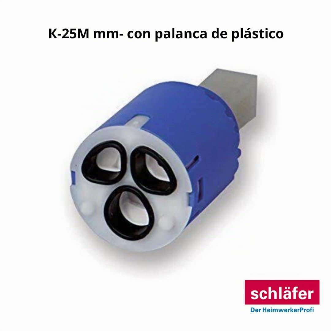 Schläfer 480039 | Cartucho de grifo mezclador de 25 mm, cartucho de repuesto de cerámica baja con 2 patas, para grifos mezcladores monomando de cocina, baño, ducha y bañera