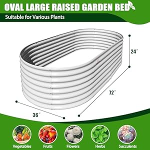 A anleolife 6x3x2 ft galvanized raised garden beds outdoor 4 pack oval large metal deep root planter box for planting vegetables flowers herb anti rust easy setup antique white  urban country home decor
