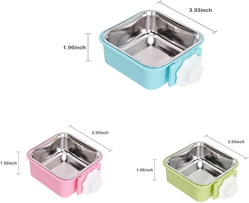 Miniatura 4 de Luck Dawn Cuenco para perro, de acero inoxidable, extraíble, para colgar alimentos y agua, para mascotas, con soporte para pernos para perros,