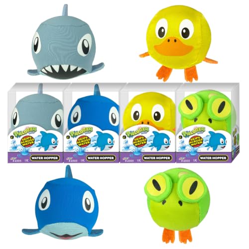 JA-RU Water Hopper Ball Palooza Pals Toy (4 Units) Bouncing Water Skip Balls for Pool and for Beach Game. Squishy Skipper Bouncy Ball for Kids and Adults. 4505-4