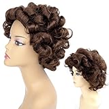 Ty.Hermenlisa 100% Real Virgin Brazilian Remy Human Hair Wigs for Black Women Natural Color Curly Short Bobs Hairpieces with Elastic Strap, 120g, Medium Brown