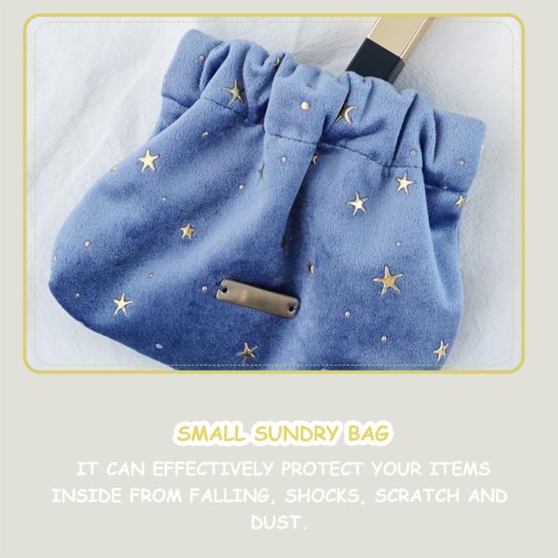 POPETPOP Cosmetic Bag for Women, Small Portable Blue Makeup Purse for Travel, Aesthetic Storage for Women, Girls3