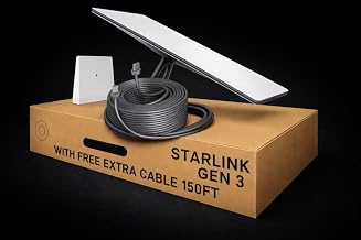 Star-Link Gen 3 Standard Satellite Internet Kit – Dish with Wi-Fi 6 Router + Extra 150FT Cable – High-Speed, Low-Latency Internet for Rural and Remote Homes