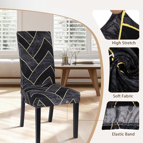 Image of SearchI Dining Room Chair Covers Set of 4, Stretch Printed Parsons Chair Slipcovers Super Fit Removable Washable Striped Kitchen Chair Protector Cover for Dining Room, Hotel, Ceremony(Flower Pattern2)