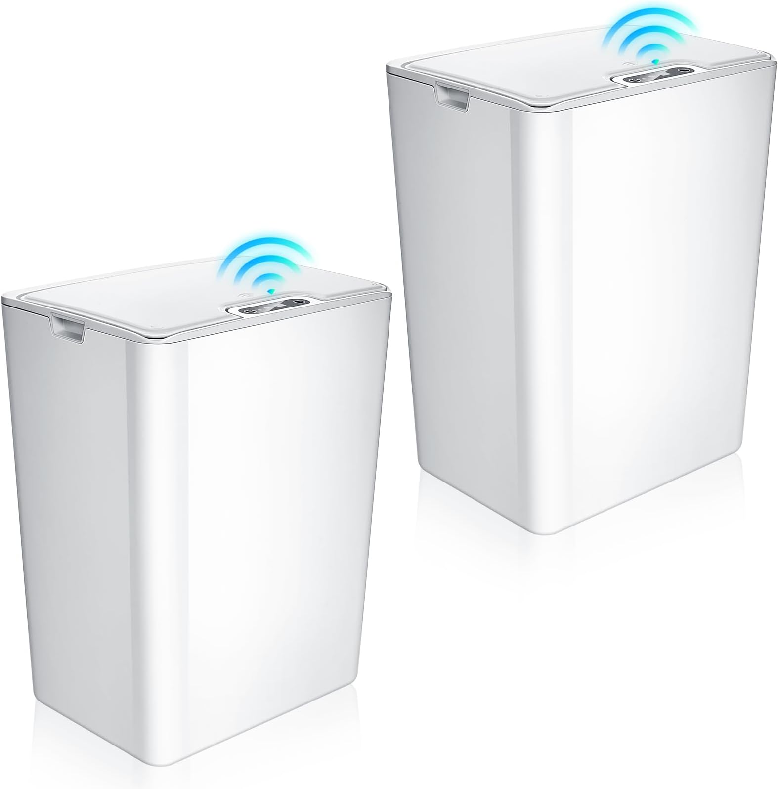 2 Pcs 4 Gallon Automatic Trash Can Sensor Trash Can Touchless Bathroom Trash Can Motion Sensor Trash Bin Garbage Can Kitchen Waste Bins Automatic Wastebasket for Office Bathroom Kitchen (White)