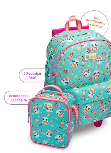 Mochila Escolar com Rodinha e Lancheira Unicórnio Love - Puket
