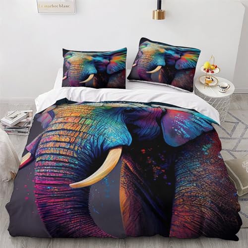 Parure de couette éléphant 3D douce et infroissable pour lit double - 4