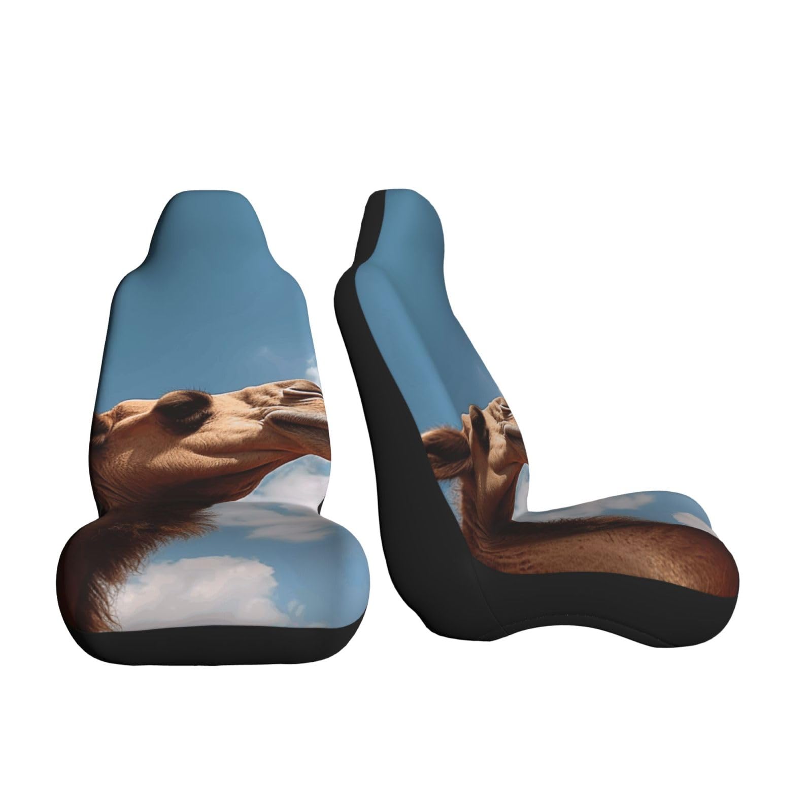 Autositzbezüge, 2 Stück, Camel mit Blick auf den Himmel, Sitzbezüge für Vordersitze, Universal-Sitzschoner, Autositzmatte mit Gummiband, Autozubehör, 2 Stück