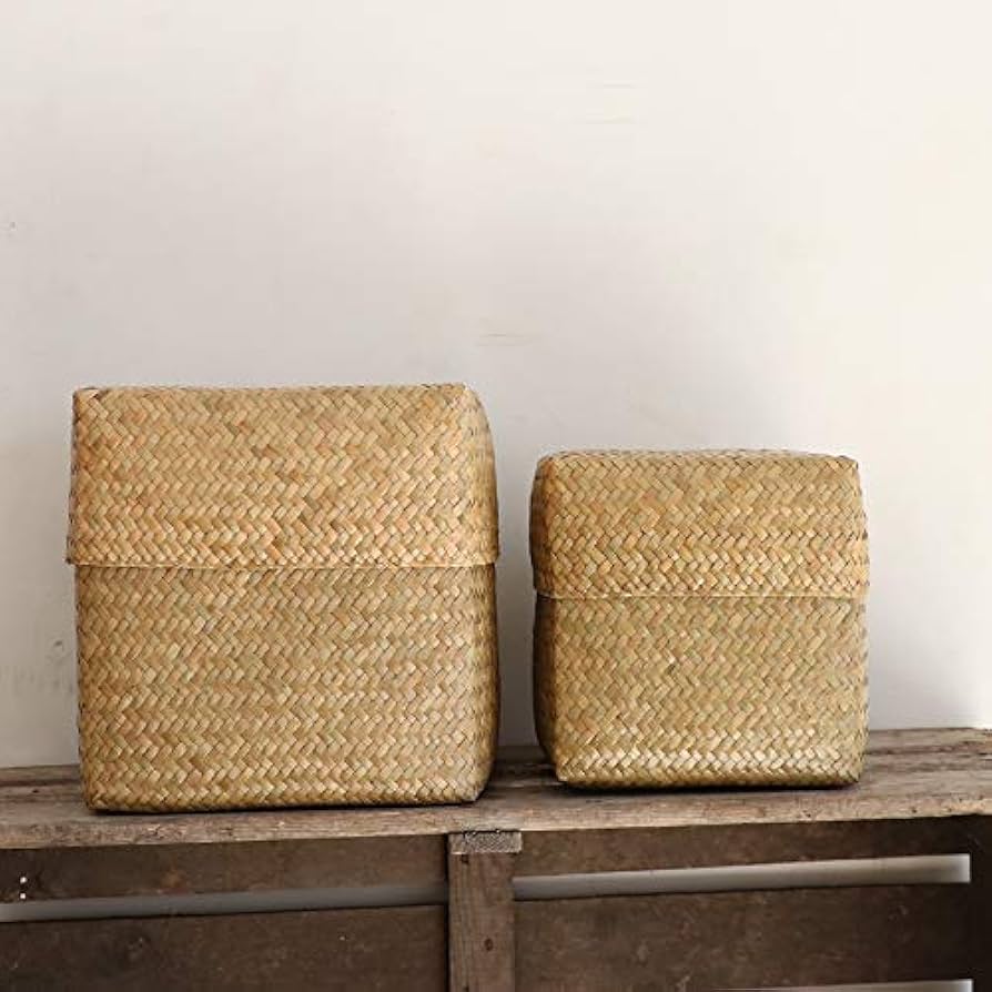 お値下げ　カチューカゴ　タイ製 タイ製 カチュー 取手付き 収納かご 角型 M 水草 四角