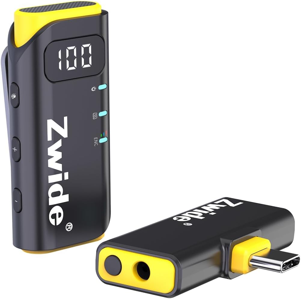 Zwide Portable Wireless Lavalier Microphone M3-L(1to1), 3 Levels Noise Cancellation, Plug and Play, Compact Mini Mics with Magnetic Clip, Compatible with Lightning of Apple Devices/iPhone/iPod Touch