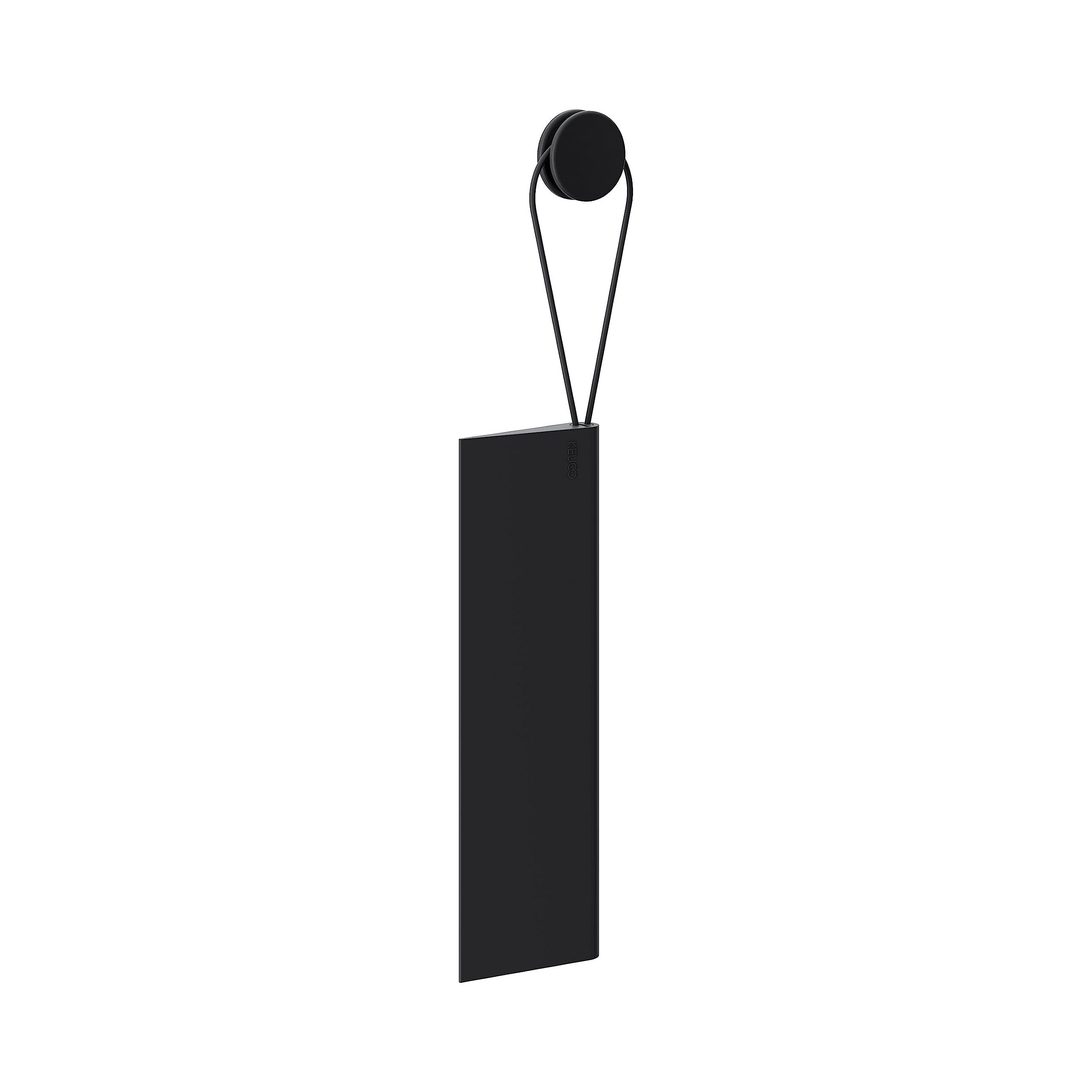KEUCO Tergipavimento per doccia in silicone, con supporto a parete, tergivetro per incollare, 26,4x8,2x1,7 cm, senza aloni, spatola per doccia, colore: nero