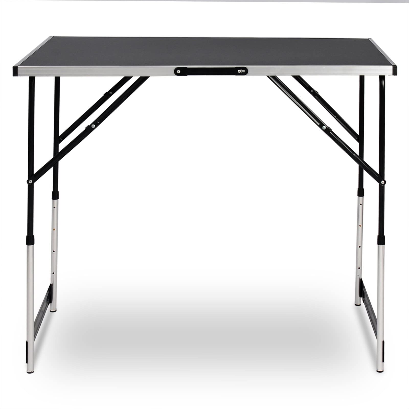 eSituro Tavolo da Campeggio Regolabile in Altezza (73-94 cm), Tavolo Pieghevole Salvaspazio in Alluminio, per Giardino, Picnic, Leggero, Nero 100x60x94 cm