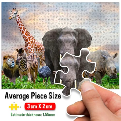 Image of Wild Animals Jigsaw Puzzles for Kids and Children - Realistic Illustration Challenging Brain Booster Gifts, Fun and Creative Game - (500 Pcs)