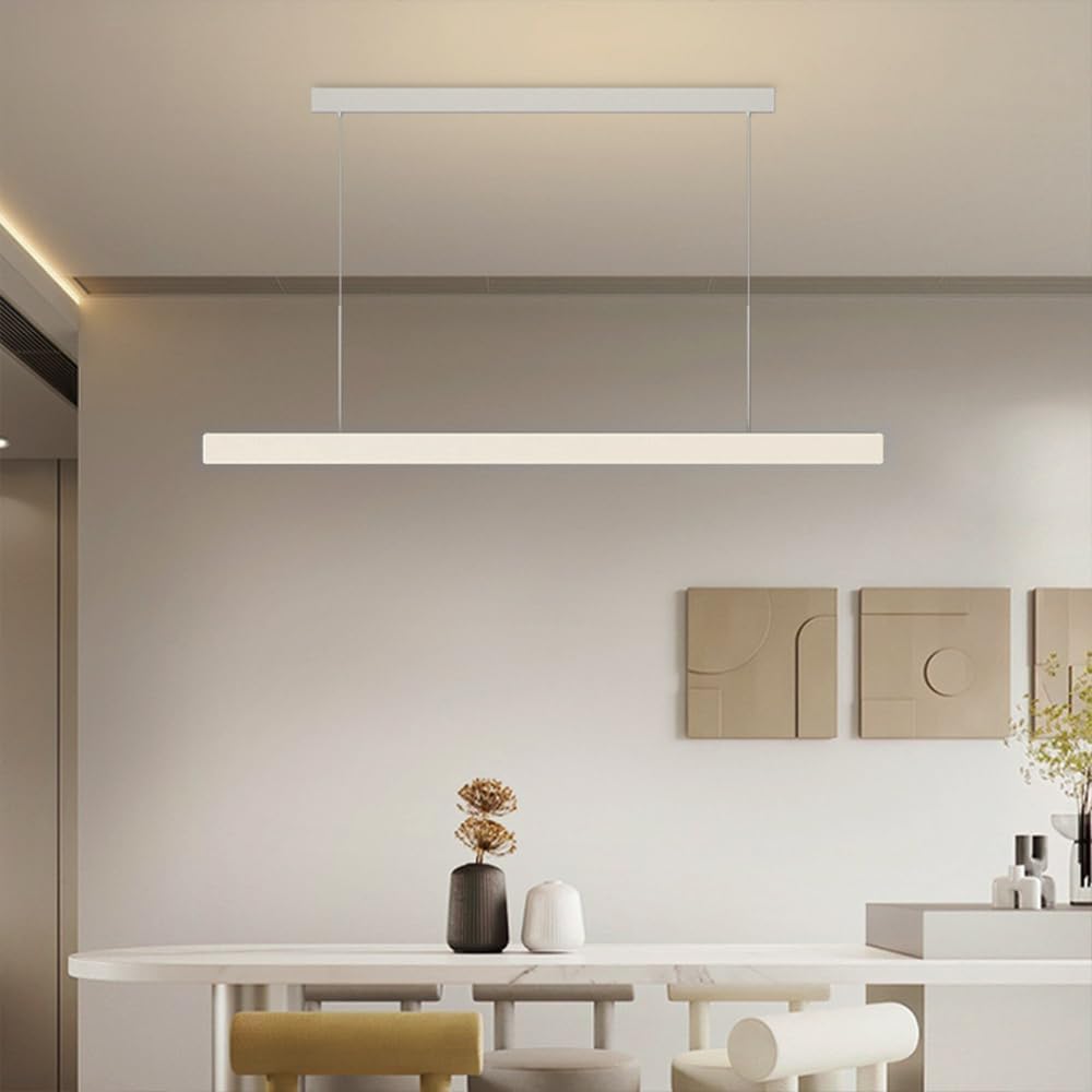 Nowoczesna minimalistyczna liniowa lampa wisząca LED, możliwość przyciemniania, 3000k-6000k, z pilotem, do jadalni, kuchni, na wyspę, do wejścia, garażu, stołu bilardowego (ciemna, 80 cm)