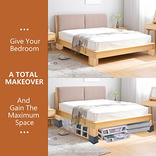 Dedu Oversized Bed Risers 6 Inch Heavy Duty 4 Pack, Rectangle Furniture Risers For Sofas Supports Up To 11000 Lbs, Upgrade Couch Risers L Shape For Bed, Couch, Desk, Chair (Black) #TOP3