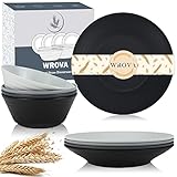 Wrova Wheat Straw Dinnerware Sets - 8 set Unbreakable Microwave Safe Dishes - Reusable Wheat Straw P