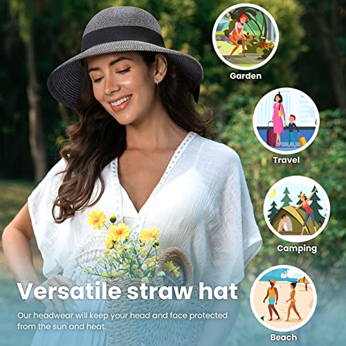 Verabella Womens Hats Summer Sun Hat For Women Foldable/Packable Women Beach Hat Floppy Women's Sun Hats Beach Straw Bucket Hat Women Hats For Summer,Mix #TOP5