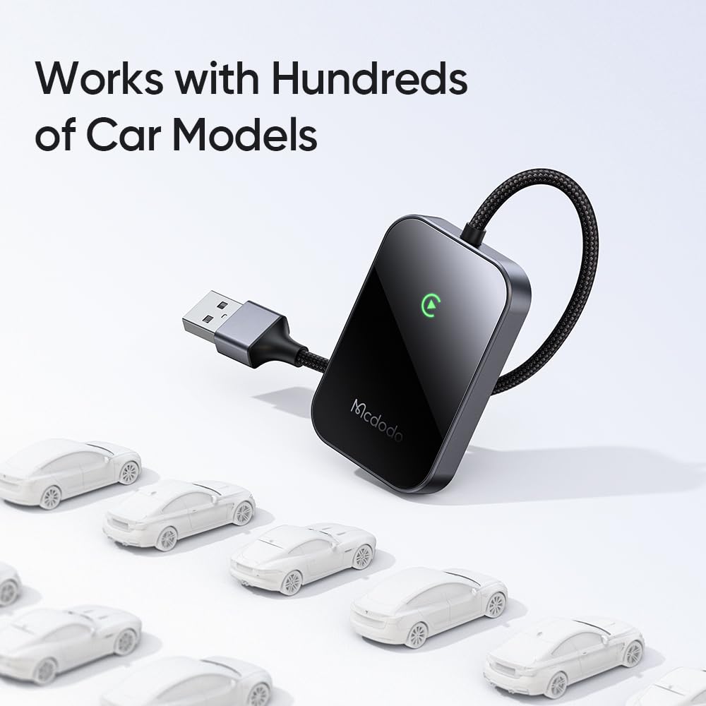 mcdodo CarPlay Adaptateur sans fil pour iPhone, Convertissez CarPlay filaire en sans fil, Bluetooth 5.0, Noir
