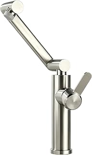Grifo de Cocina Abatible Altura Regulable Grifos de Brazo Mecánico con 2 Modos de Salida Grifo Monomando Cocina Latón Giratorio 1080°, Cromo