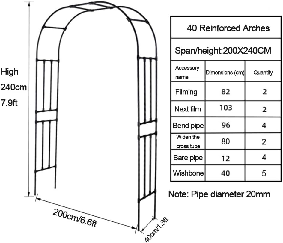 240cm Metal Garden Arch Arbor Wedding Arches Pergola Archway for Climbing Plants Width120-320cm Sturdy Durable Plant Trellis