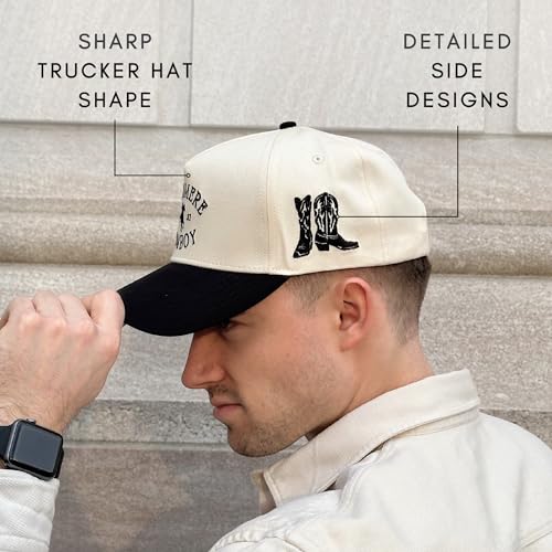 Image of Vintage Western Trucker Hat | Men & Women | Country Cute Caps for Cowgirls Cowboys | Camo Denim Embroidered Cotton | Snapback