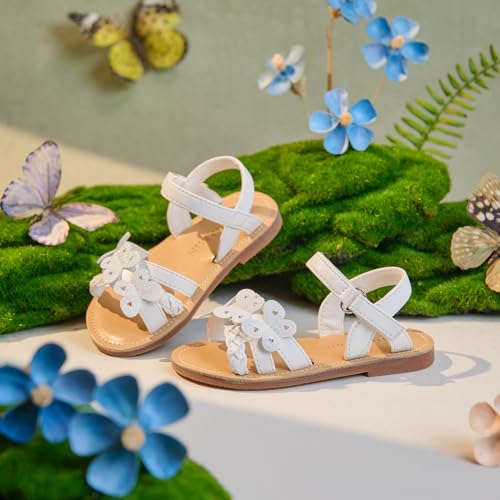 Image of PHIRAMIN Toddler Girl Sandals - Flower Girl Dress Shoes Open Toe Little Kid Flats