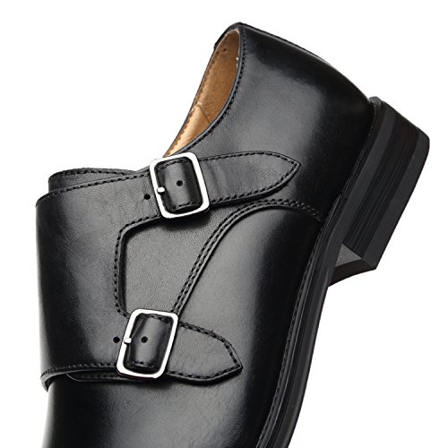 Image of La Milano Mens Double Monk Strap Slip on Loafer Cap Toe Leather Oxford Formal Business Casual Comfortable Dress Shoes for Men
