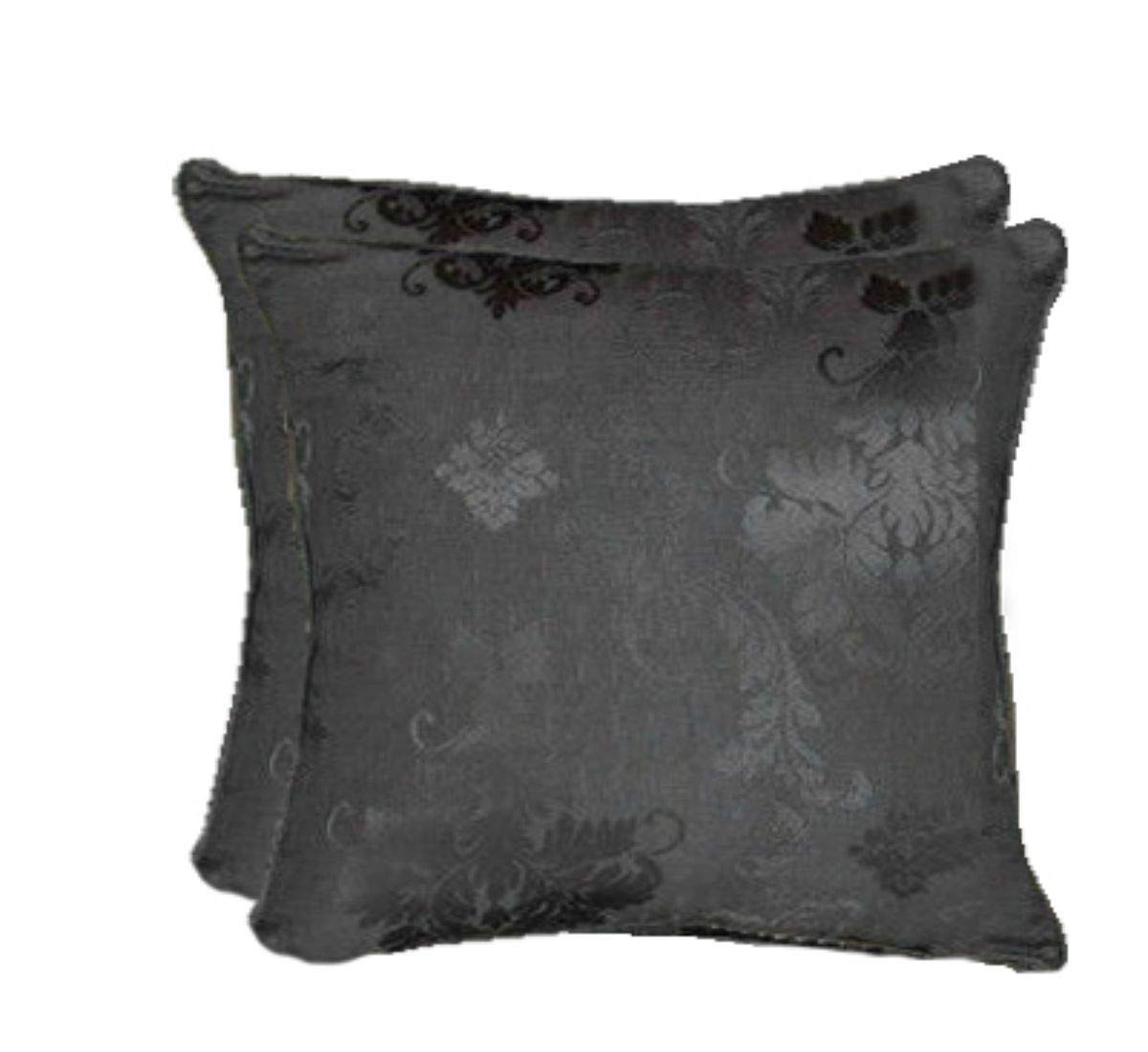 Householdfurnishing Redy Made Luxury Jacquard Fully Lined Curtain Pair Pencil Pleat With Free Tie Backs (Cushion Cover Dark Grey, Small 18 X 18)