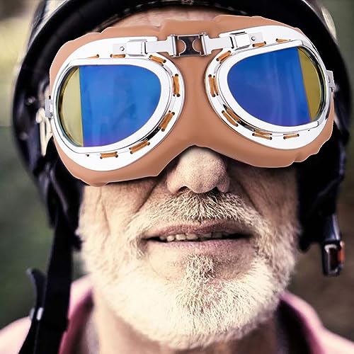 Image of Peicees Vintage Helmet Goggles Motorcycle Goggles Bike Motorcross Pilot Goggle