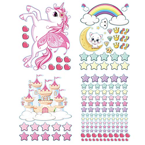 Glow In The Dark Stars Stickers For Ceiling,Unicorn Room Wall Decor For Girls Bedroom Decor,Kids Wall Stickers Unicorn Wall Decals For Girls Room Decor #TOP3