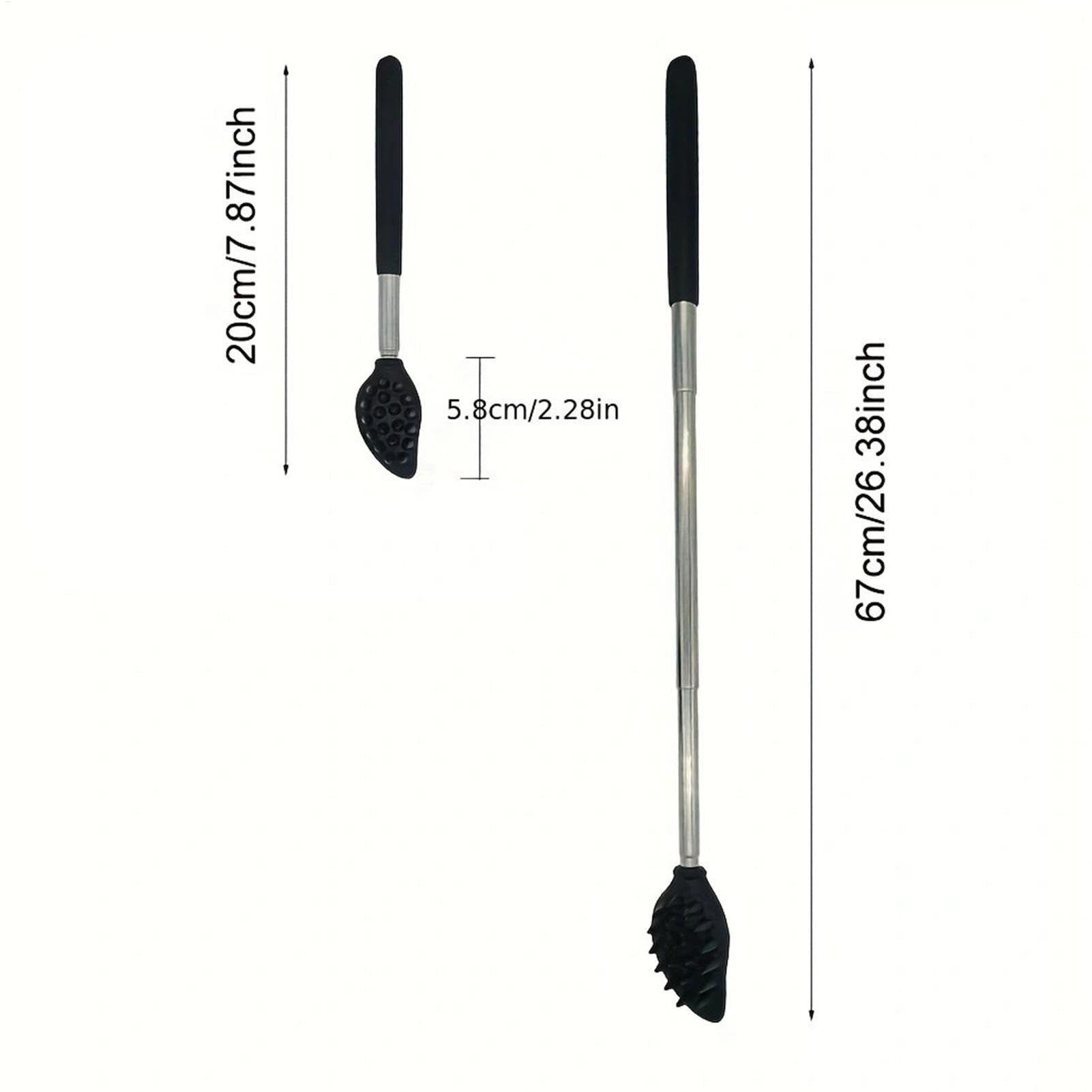 Extendable Back Scratcher, Telescoping Body Scratcher, Silicone Back Scrubber with Compact Design and Stainless Steel Handle for Kids, Adults, or Seniors, 1 Piece
