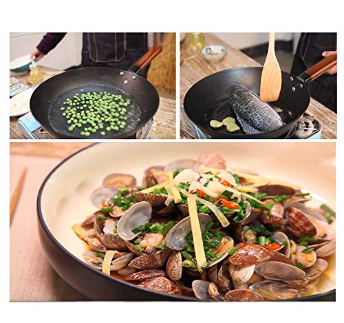 Wok de hierro con mango de madera 12.6 pulg miniatura 2