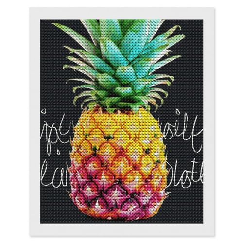 Kit broderie diamant adulte fruits colorés et déco murale ananas