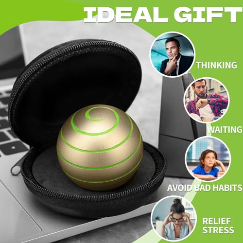 Image of Dilabnba Kinetic Spinner Metal Desk Gadget Toy Ball for Kids Adults, Cool Full Body Optical Illusion Stress Relief Fidget Spinner Gyro Ball Gift for Boys Girls (Gold)