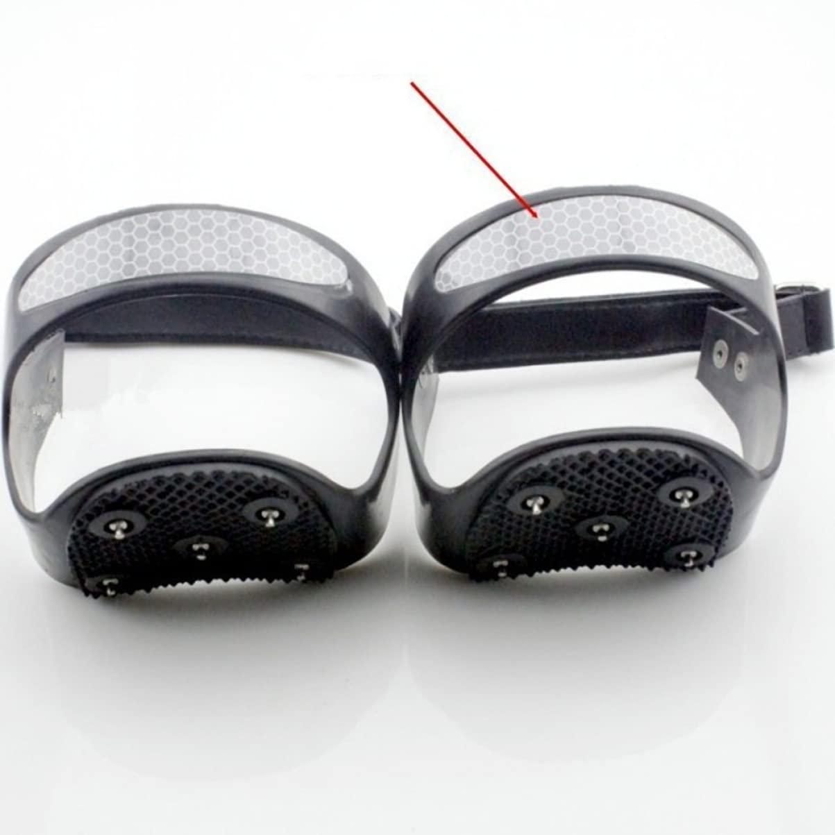 VORCOOL 2 Paia di Punte di Tacchetti Tacchetti Neri sulle Coperture a Piedi Soprascarpe Escursionismo Invernale Neve Anti E Riflettenti Jogging Alpinismo Scarpe Antiscivolo