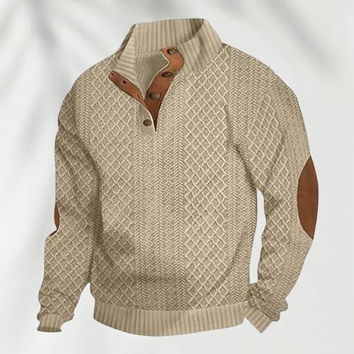 Dudlle Men's Cashmere Sweaters,Outdoor Casual Cable Knit Stand Long Sleeve Sweater,Vintage Pullover Collar Sweater4