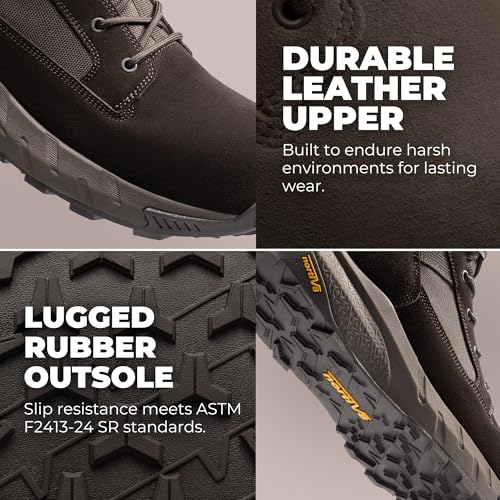 Image of NORTIV 8 Men's 8 inch Composite Toe Work Boots, Lightweight Side Zipper ASTM F2412-24 & ASTM F2913-24 Safety Military Boots for All-Day Comfort, Peakforce-Nano