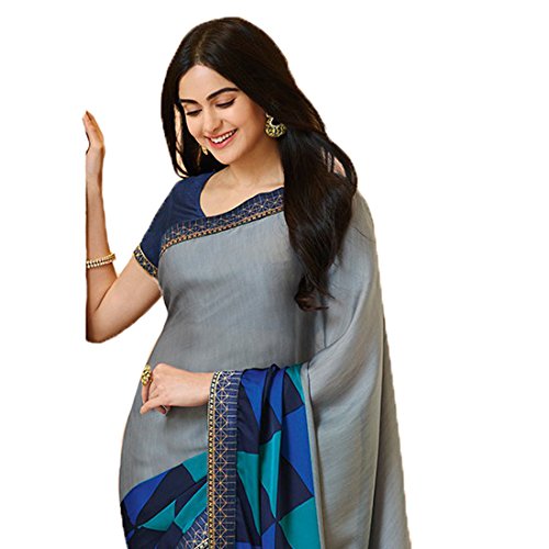 Image of RAJESHWAR FASHION WITH RF Women's Printed Georgette Sarees For Women With Jacquard Work Lace Border & Blouse Piece (Multicolored)
