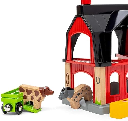 Miniatura 8 de BRIO 36012 Animal Barn with Hay Wagon Accessories for Children from 3 Years